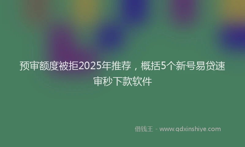 预审额度被拒2025年推荐，概括5个新号易贷速审秒下款软件