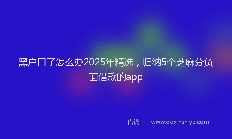 黑户口了怎么办2025年精选，归纳5个芝麻分负面借款的app