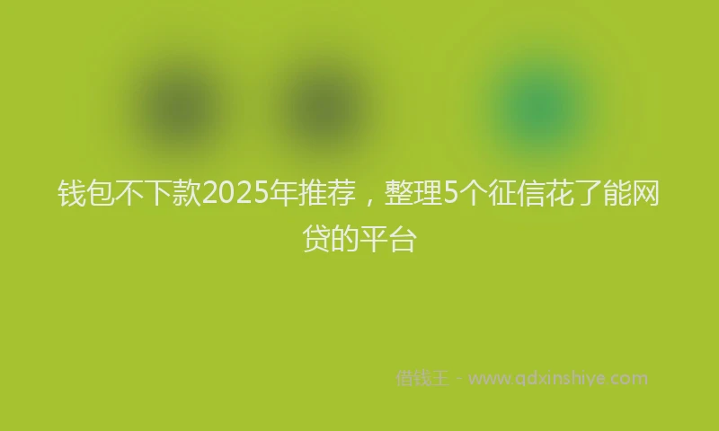 钱包不下款2025年推荐，整理5个征信花了能网贷的平台