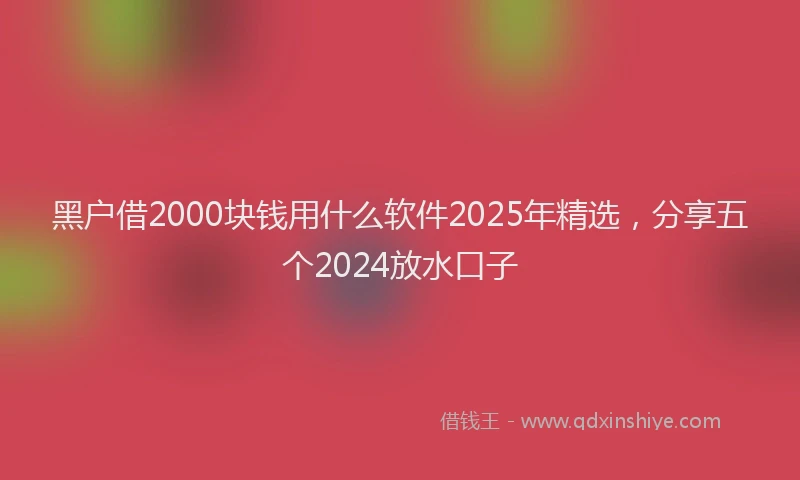 黑户借2000块钱用什么软件2025年精选，分享五个2024放水口子