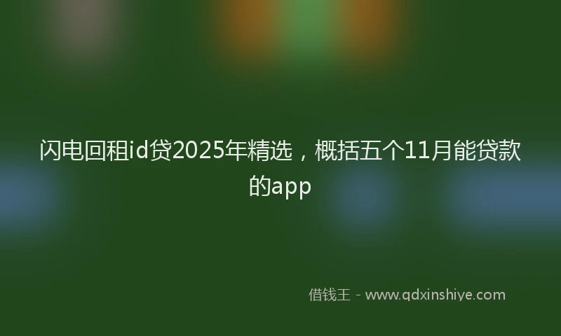 闪电回租id贷2025年精选，概括五个11月能贷款的app