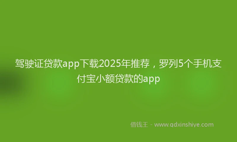 驾驶证贷款app下载2025年推荐，罗列5个手机支付宝小额贷款的app