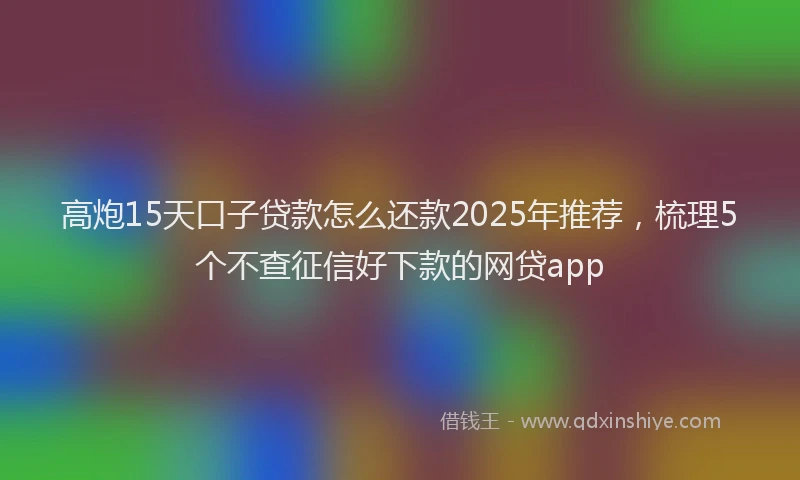 高炮15天口子贷款怎么还款2025年推荐，梳理5个不查征信好下款的网贷app