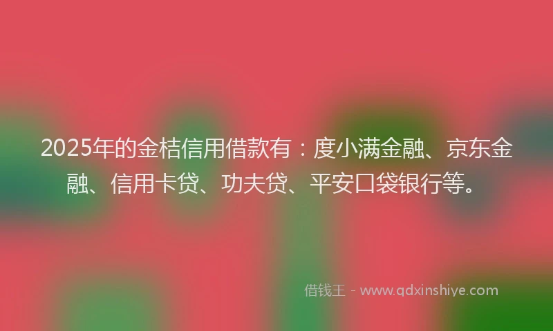 2025年的金桔信用借款有：度小满金融、京东金融、信用卡贷、功夫贷、平安口袋银行等。