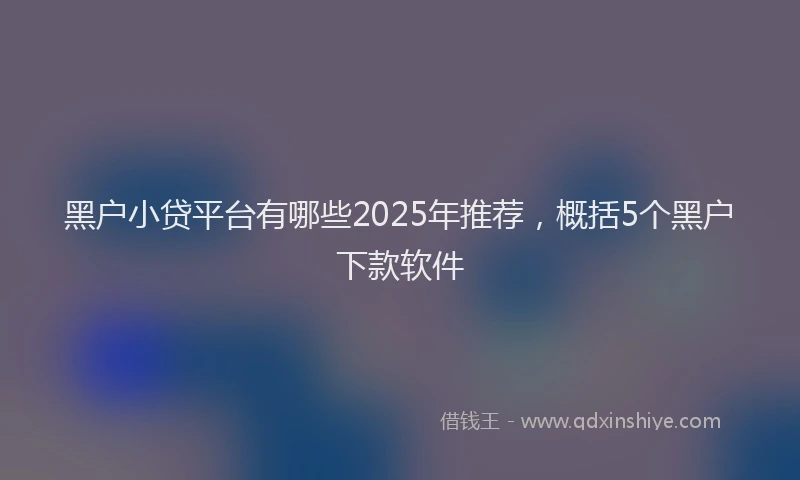 黑户小贷平台有哪些2025年推荐，概括5个黑户下款软件