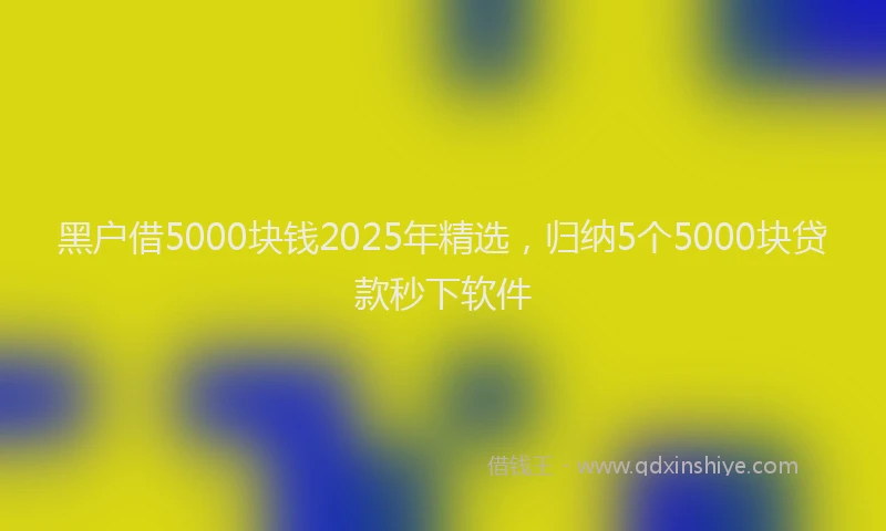 黑户借5000块钱2025年精选，归纳5个5000块贷款秒下软件