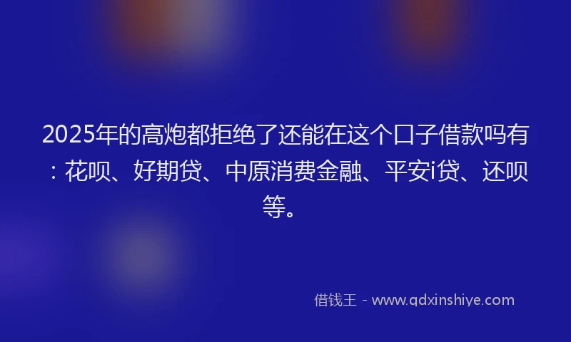 2025年的高炮都拒绝了还能在这个口子借款吗有：花呗、好期贷、中原消费金融、平安i贷、还呗等。
