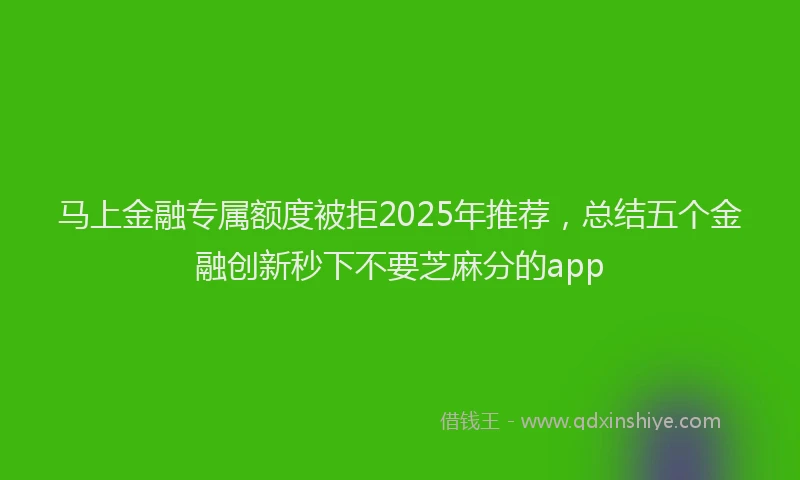 马上金融专属额度被拒2025年推荐，总结五个金融创新秒下不要芝麻分的app