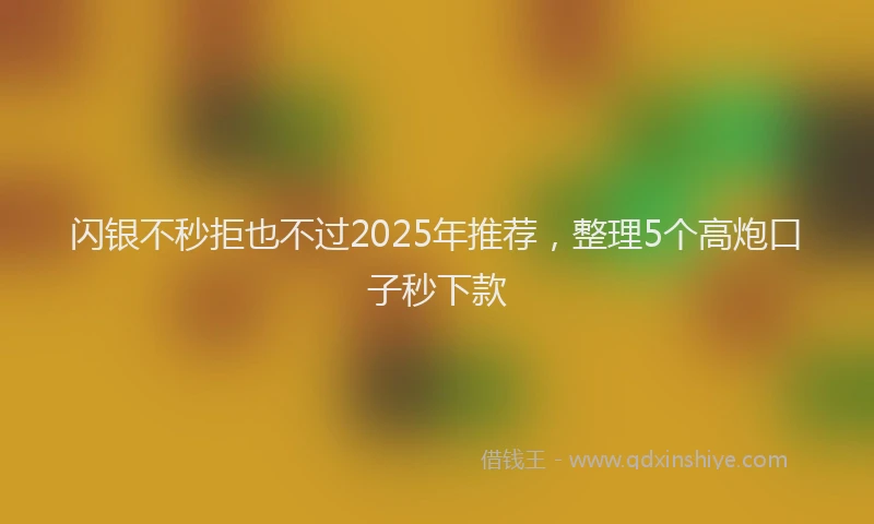闪银不秒拒也不过2025年推荐，整理5个高炮口子秒下款