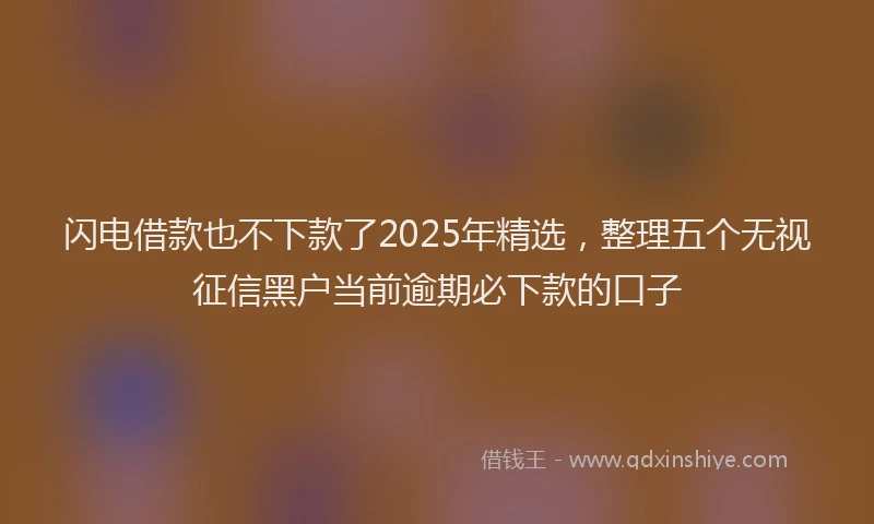 闪电借款也不下款了2025年精选，整理五个无视征信黑户当前逾期必下款的口子