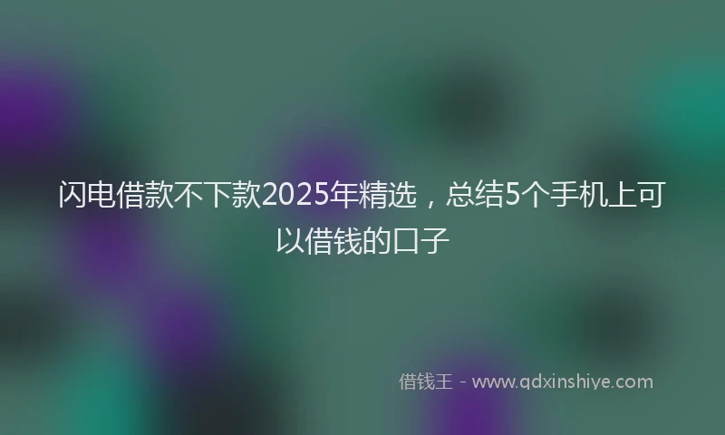 闪电借款不下款2025年精选，总结5个手机上可以借钱的口子