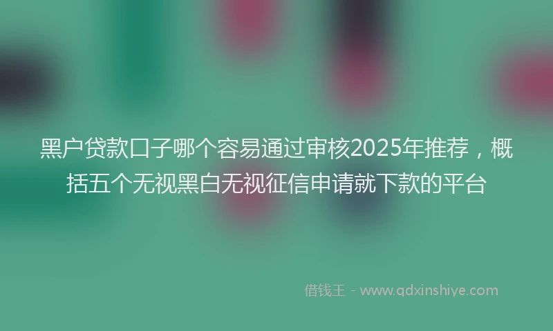 黑户贷款口子哪个容易通过审核2025年推荐，概括五个无视黑白无视征信申请就下款的平台