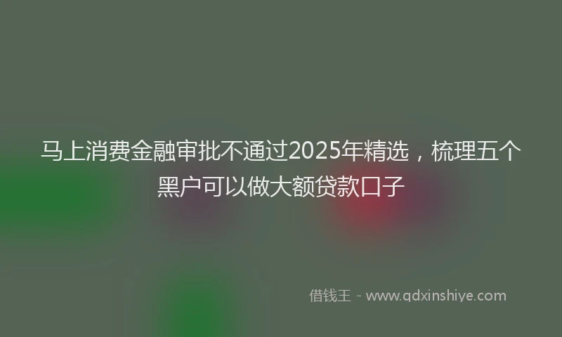 马上消费金融审批不通过2025年精选，梳理五个黑户可以做大额贷款口子