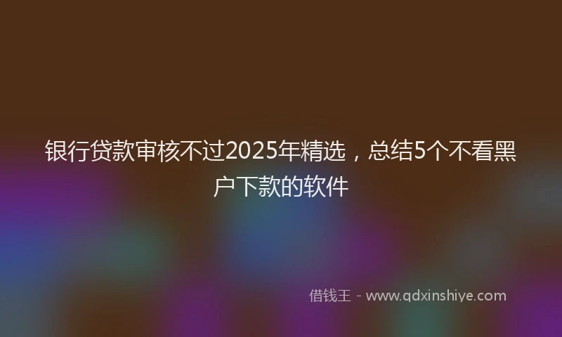 银行贷款审核不过2025年精选，总结5个不看黑户下款的软件