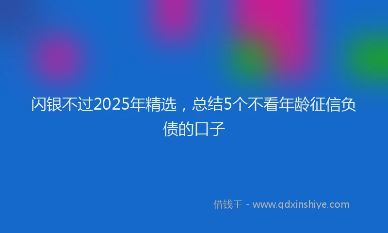 闪银不过2025年精选，总结5个不看年龄征信负债的口子
