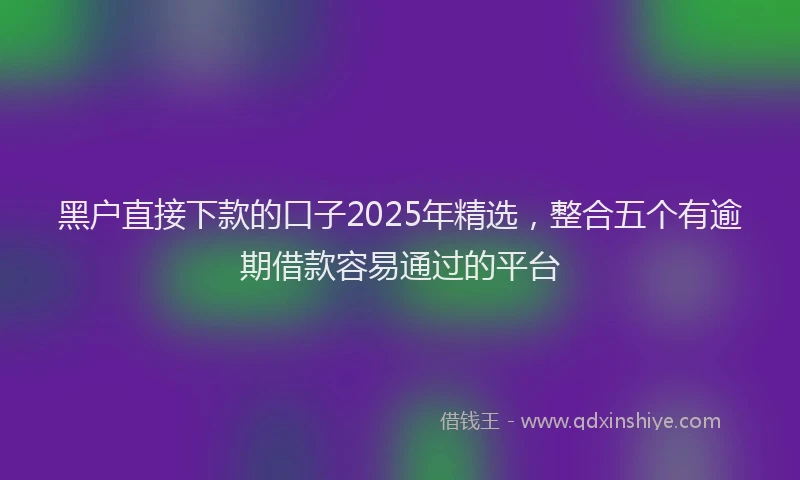 黑户直接下款的口子2025年精选，整合五个有逾期借款容易通过的平台