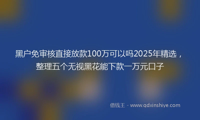 黑户免审核直接放款100万可以吗2025年精选，整理五个无视黑花能下款一万元口子