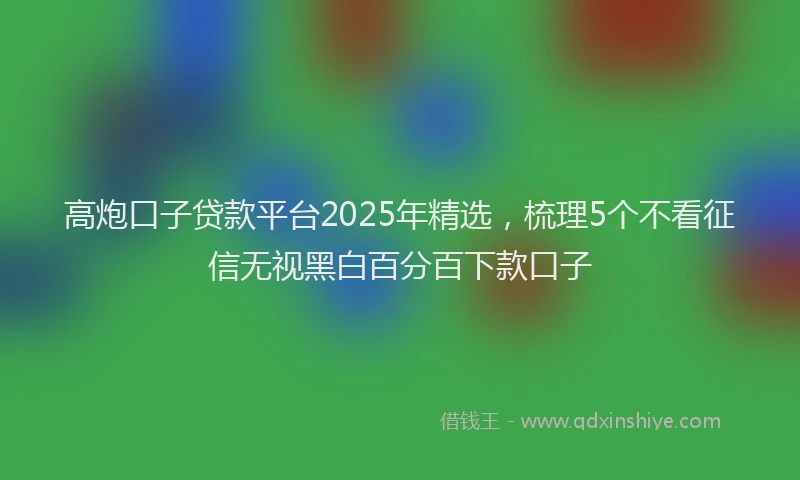 高炮口子贷款平台2025年精选，梳理5个不看征信无视黑白百分百下款口子