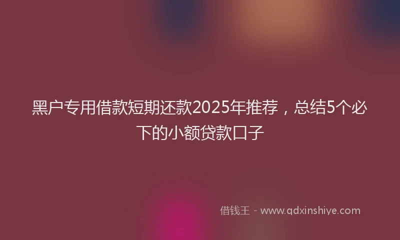 黑户专用借款短期还款2025年推荐，总结5个必下的小额贷款口子