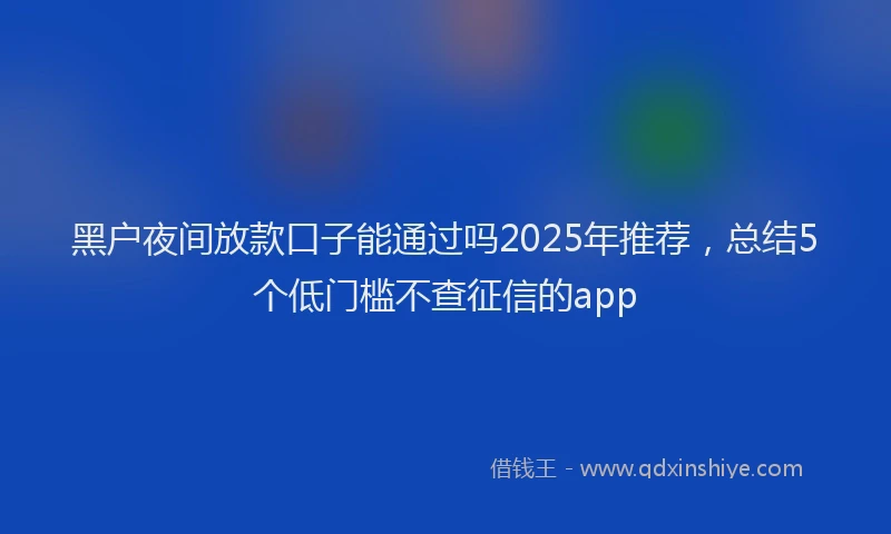 黑户夜间放款口子能通过吗2025年推荐，总结5个低门槛不查征信的app
