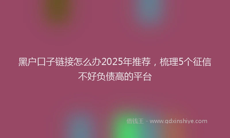 黑户口子链接怎么办2025年推荐，梳理5个征信不好负债高的平台