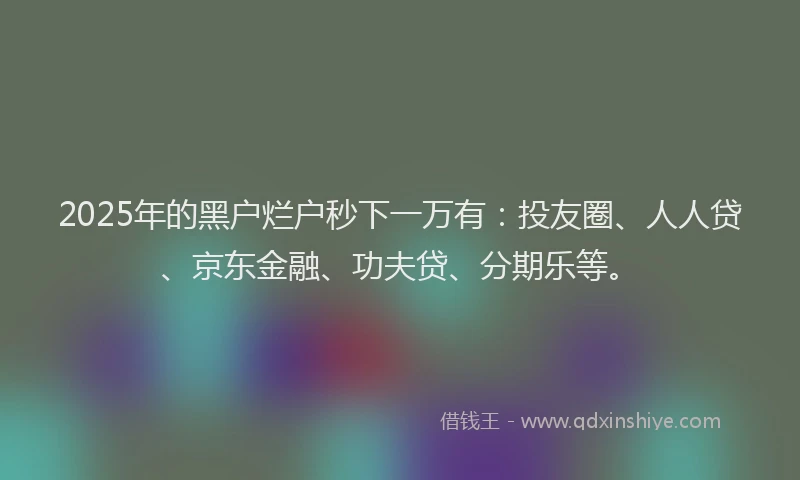2025年的黑户烂户秒下一万有：投友圈、人人贷、京东金融、功夫贷、分期乐等。