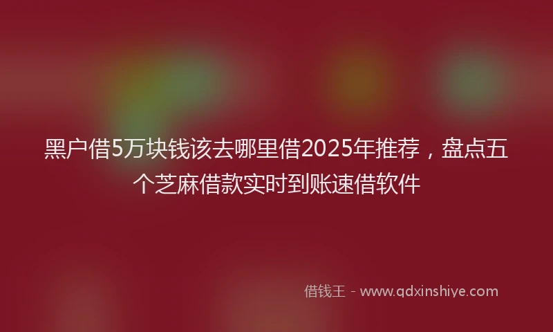 黑户借5万块钱该去哪里借2025年推荐，盘点五个芝麻借款实时到账速借软件