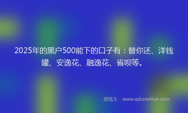2025年的黑户500能下的口子有：替你还、洋钱罐、安逸花、融逸花、省呗等。