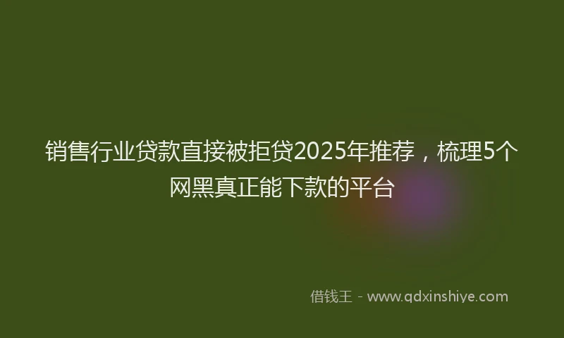 销售行业贷款直接被拒贷2025年推荐，梳理5个网黑真正能下款的平台