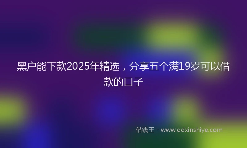 黑户能下款2025年精选，分享五个满19岁可以借款的口子