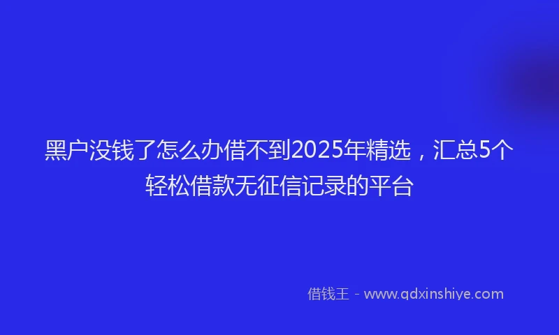 黑户没钱了怎么办借不到2025年精选，汇总5个轻松借款无征信记录的平台