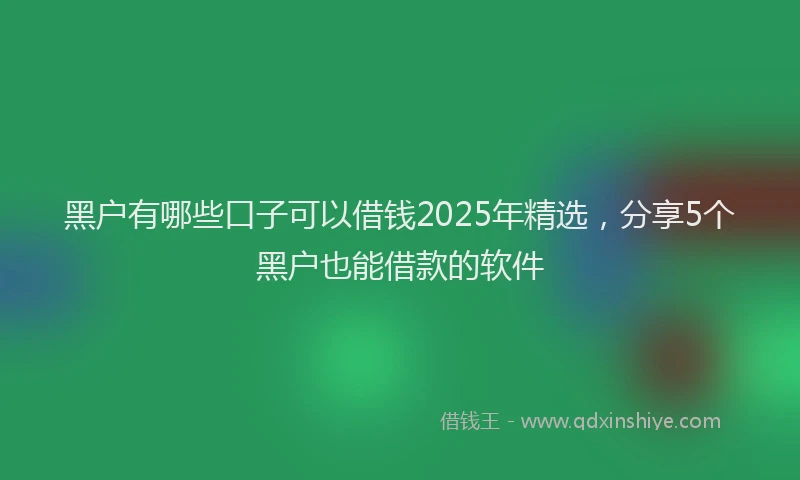 黑户有哪些口子可以借钱2025年精选，分享5个黑户也能借款的软件