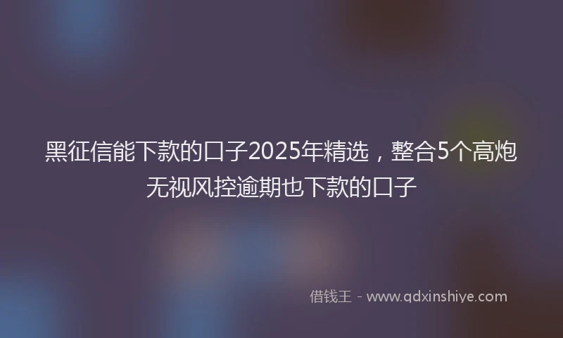 黑征信能下款的口子2025年精选，整合5个高炮无视风控逾期也下款的口子