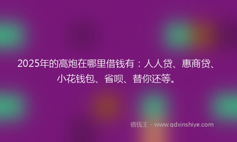 2025年的高炮在哪里借钱有：人人贷、惠商贷、小花钱包、省呗、替你还等。
