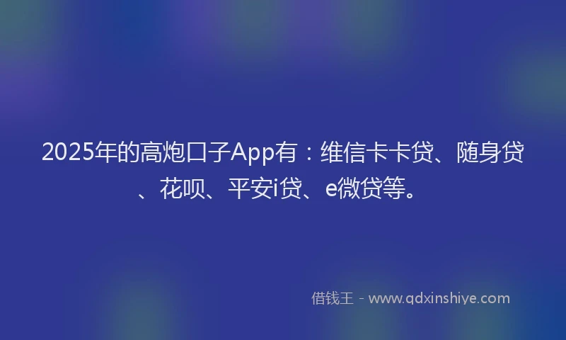 2025年的高炮口子App有：维信卡卡贷、随身贷、花呗、平安i贷、e微贷等。