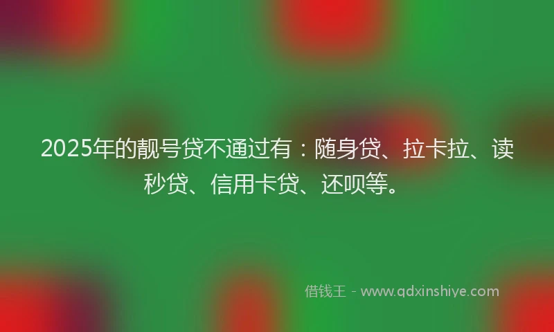 2025年的靓号贷不通过有：随身贷、拉卡拉、读秒贷、信用卡贷、还呗等。