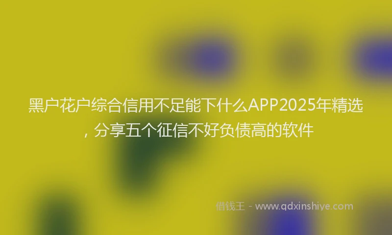 黑户花户综合信用不足能下什么APP2025年精选，分享五个征信不好负债高的软件