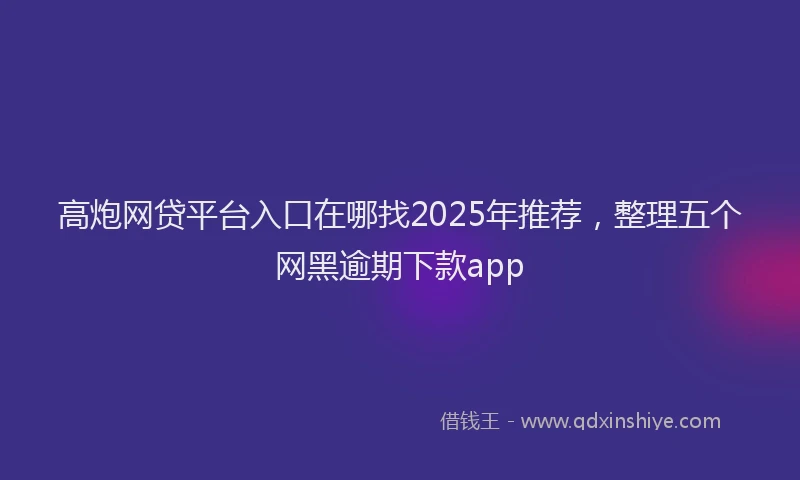 高炮网贷平台入口在哪找2025年推荐，整理五个网黑逾期下款app
