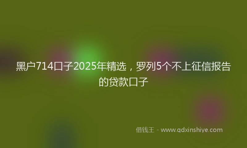 黑户714口子2025年精选，罗列5个不上征信报告的贷款口子