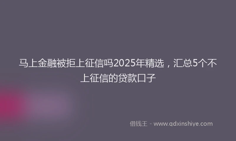 马上金融被拒上征信吗2025年精选,汇总5个不上征信的贷款口子