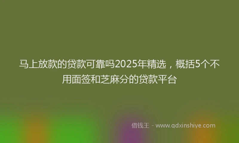 马上放款的贷款可靠吗2025年精选，概括5个不用面签和芝麻分的贷款平台