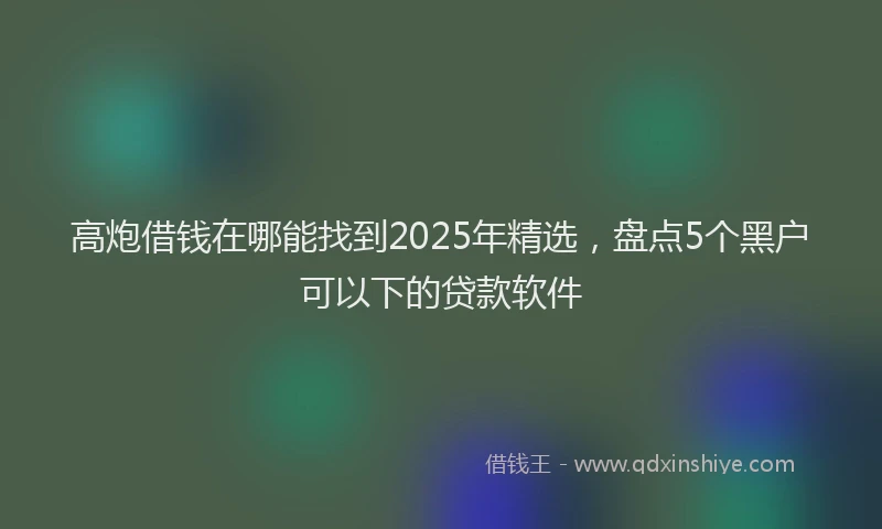 高炮借钱在哪能找到2025年精选，盘点5个黑户可以下的贷款软件