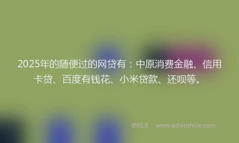 2025年的随便过的网贷有：中原消费金融、信用卡贷、百度有钱花、小米贷款、还呗等。