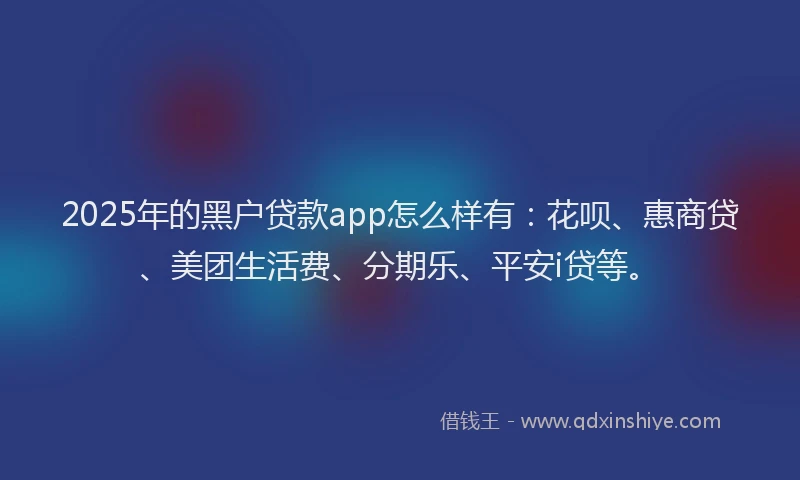 2025年的黑户贷款app怎么样有：花呗、惠商贷、美团生活费、分期乐、平安i贷等。