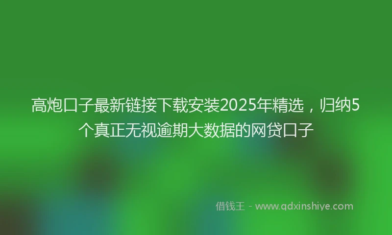 高炮口子最新链接下载安装2025年精选，归纳5个真正无视逾期大数据的网贷口子