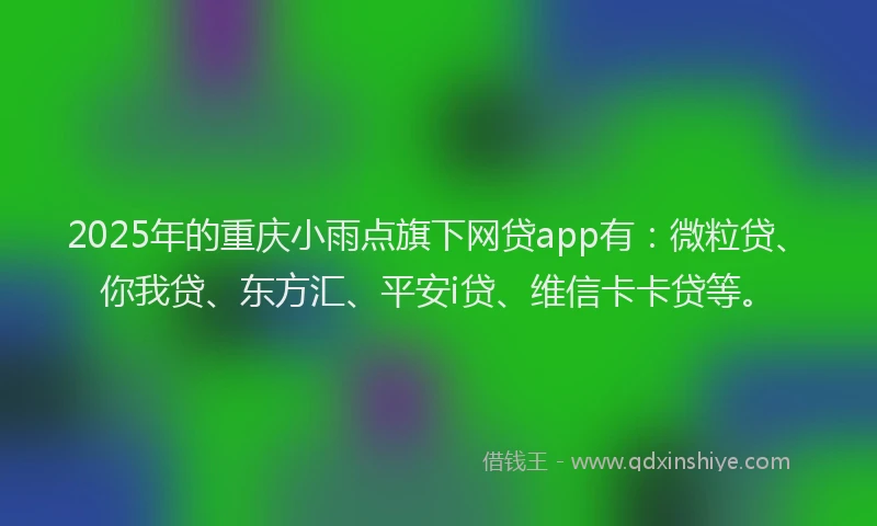 2025年的重庆小雨点旗下网贷app有：微粒贷、你我贷、东方汇、平安i贷、维信卡卡贷等。