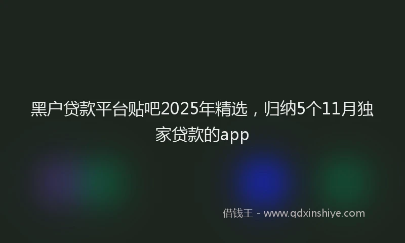 黑户贷款平台贴吧2025年精选，归纳5个11月独家贷款的app