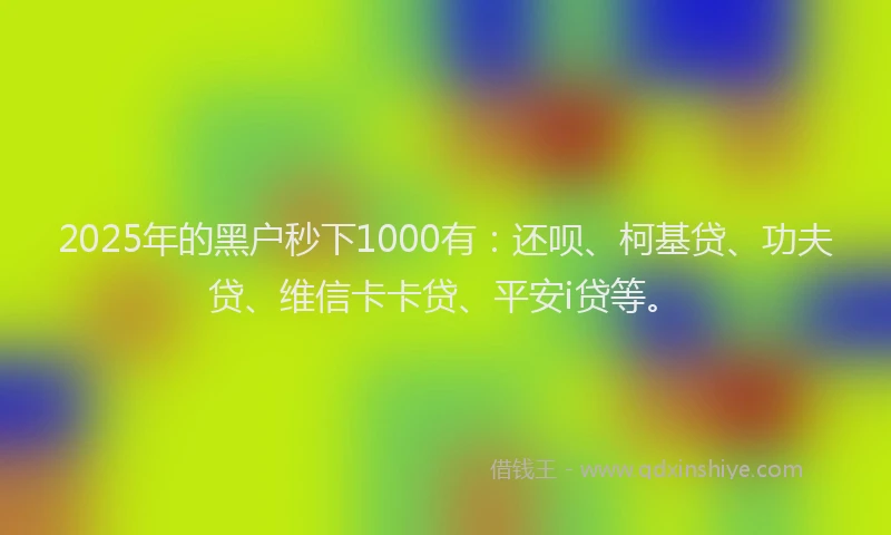 2025年的黑户秒下1000有：还呗、柯基贷、功夫贷、维信卡卡贷、平安i贷等。