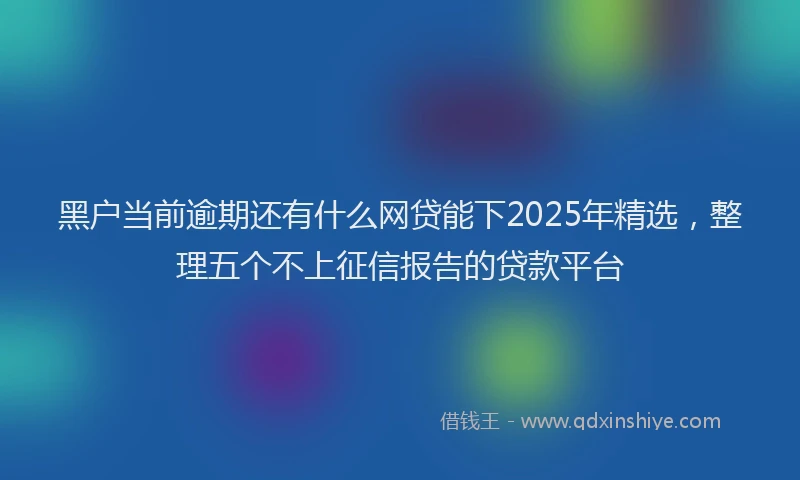 黑户当前逾期还有什么网贷能下2025年精选，整理五个不上征信报告的贷款平台