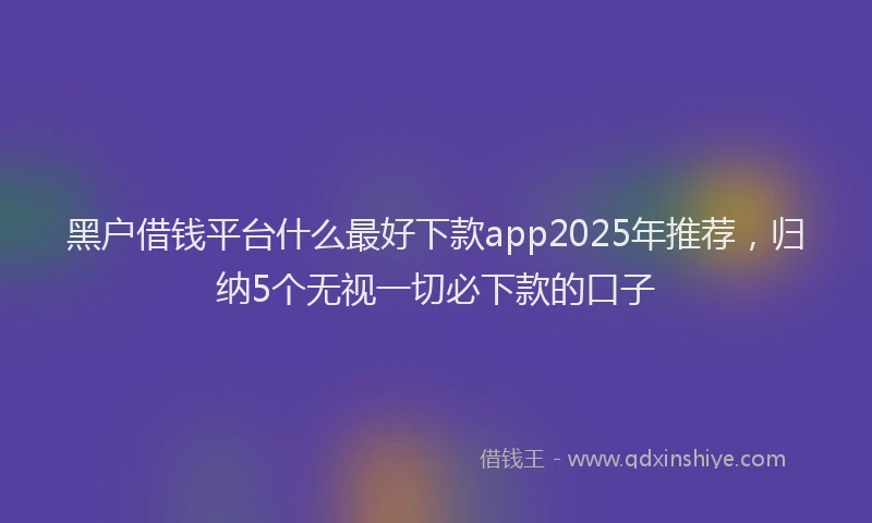 黑户借钱平台什么最好下款app2025年推荐，归纳5个无视一切必下款的口子